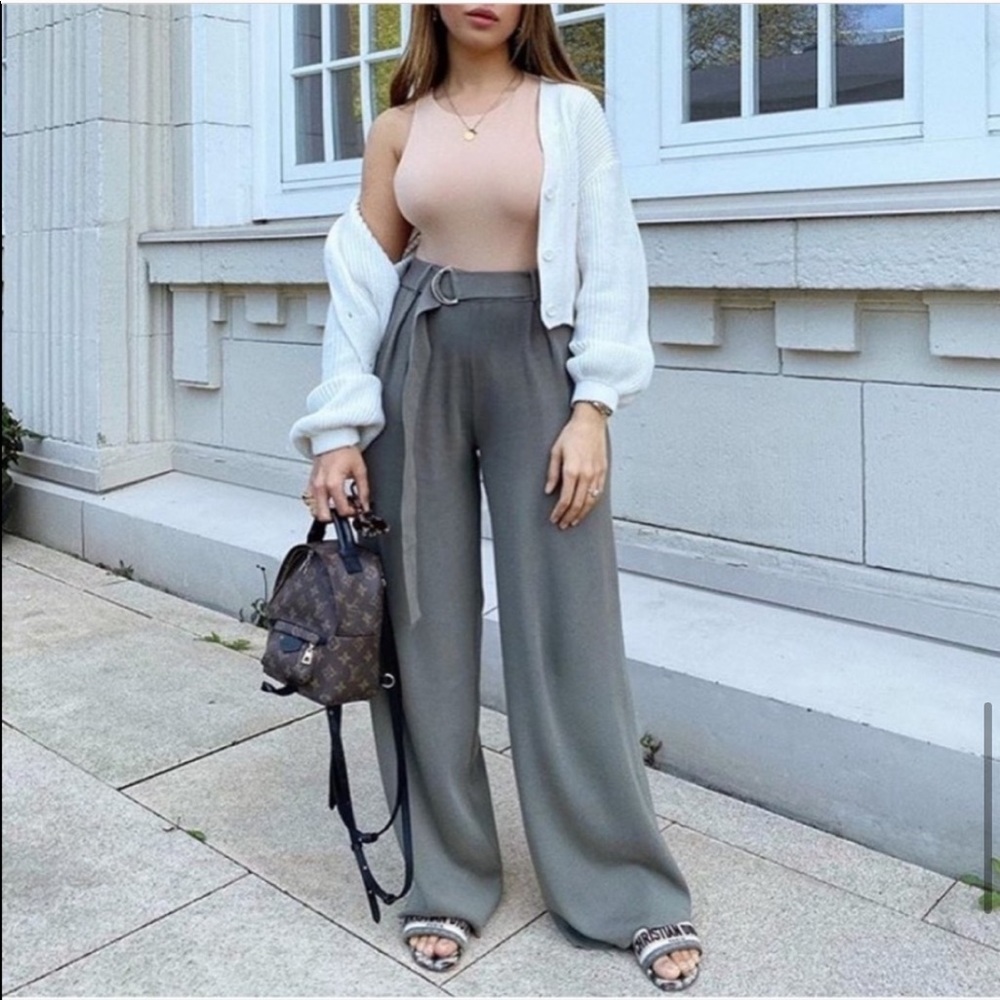 ZARA BNWT Wide Leg Belted Knit Pants - Picture 2 of 8